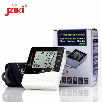Professional Upper Arm Digital Blood Pressure Monitor with Cuff Intelligent Pressure Heart Rate Detection Colorful Backlight Heartbeat & Hypertension Detector