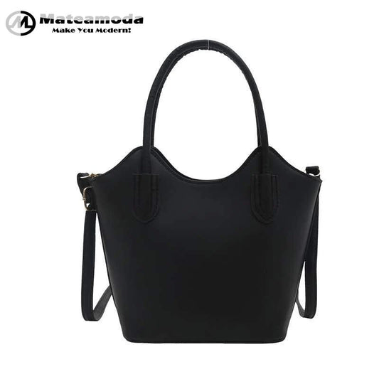 Mateamoda Minimalist Faux Leather Tote Bag Crossbody Bag Underarm Handbag