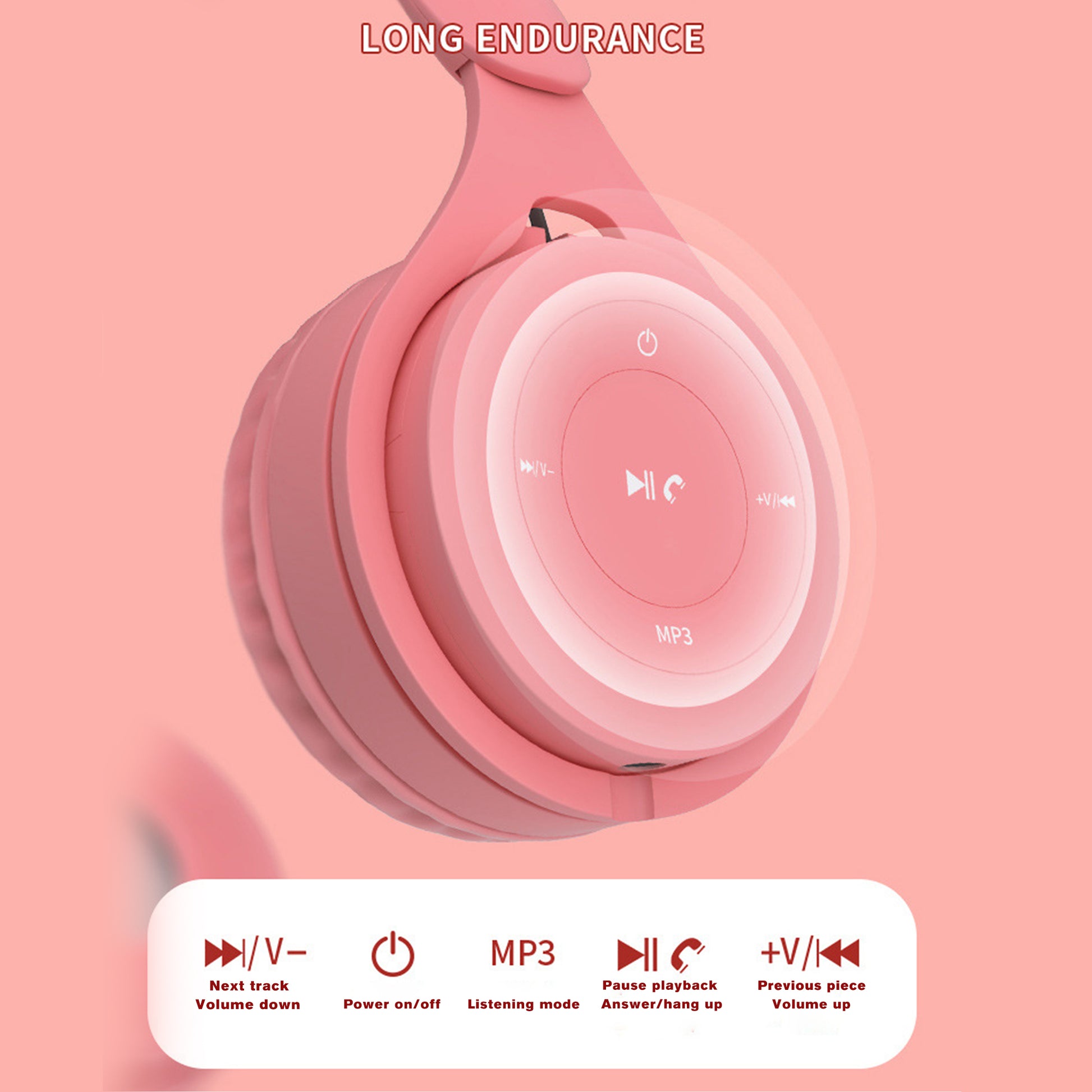 HW Lovely Y08 Bluetooth v5.0 Macaron Colorful Headphone Wireless Upgraded Headphones Support TF card
