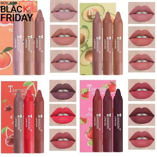 3pcs/set Velvet Matte Lipsticks Pencil Waterproof Long Lasting Lip Tint Pen Makeup Cosmetics
