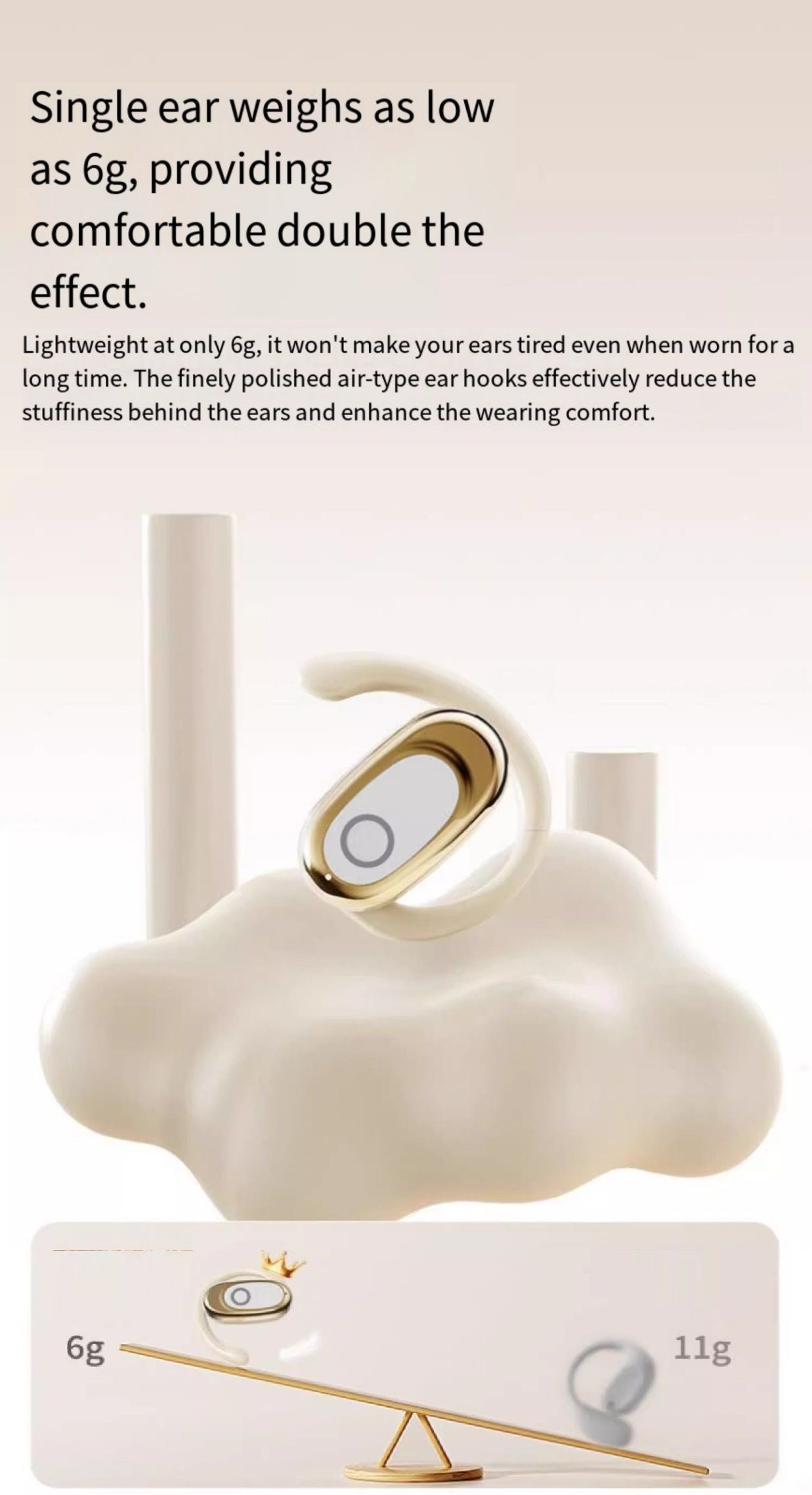 Wireless Bluetooth Earbuds Berlin Voice Ear Hanging OWS Adjustable Non In Ear Noise Reduction Earphones TWS Rotating 130 ° Unisex 360 ° Innovative Fit For All Smartphones