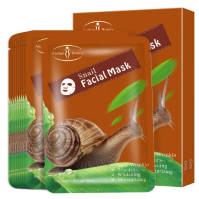 10Pcs Snail Facial Face Mask Sheet Anti-Wrinkle Repair Whitening Oil Control Moisturizing Face Skin Care