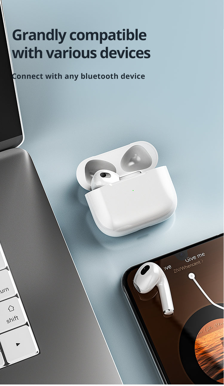 RichRipplePods 3rd TWS Wireless Bluetooth Earphone Touch Control Noise Cancelling Earpods With Wireless Charging Box