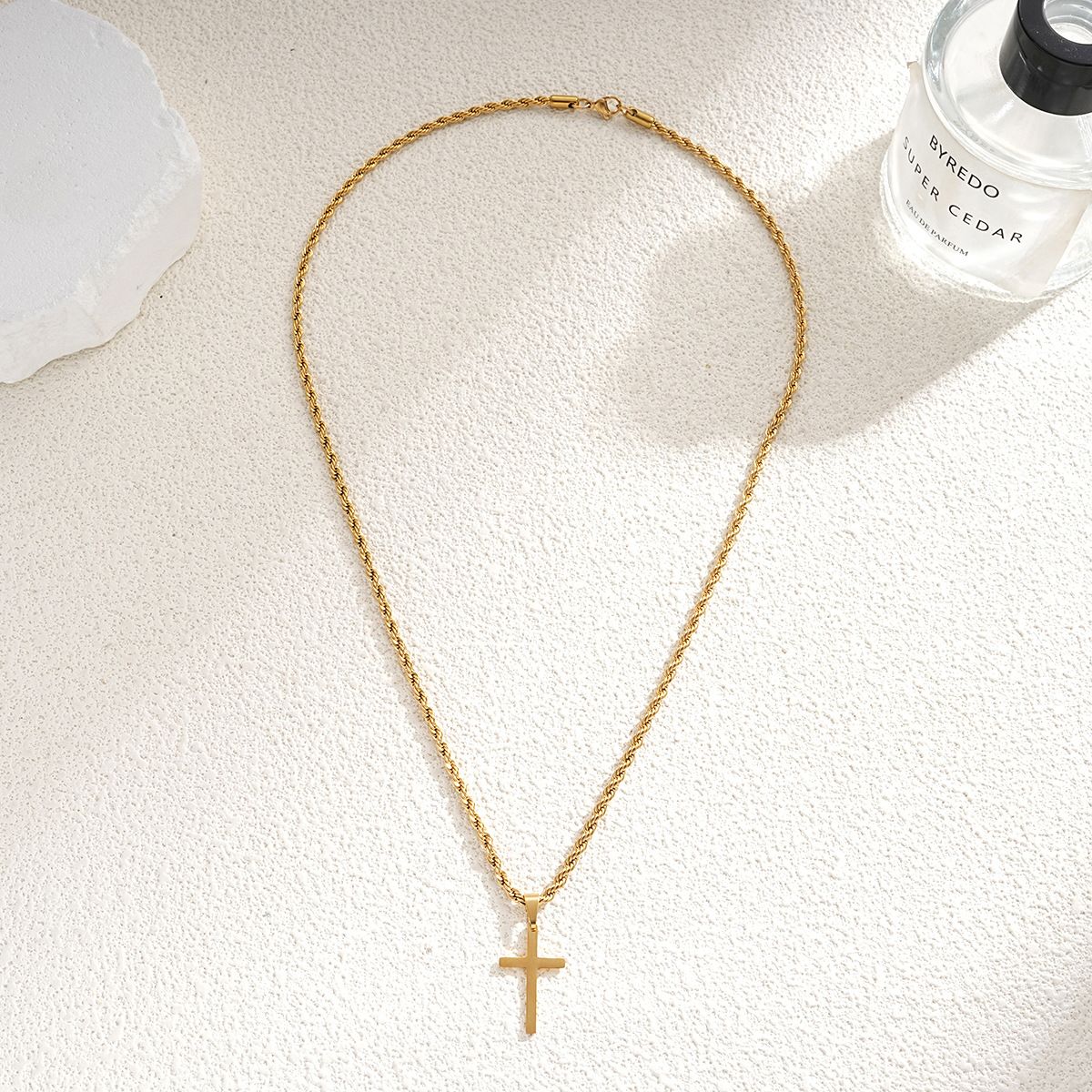 New Stainless Steel Cross Pendant Necklace for Men Women Minimalist Gold Color Jewelry Male Female Necklaces Chokers Gifts
