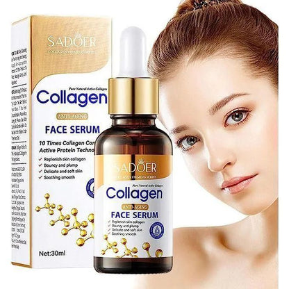 SADOER Collagen Face Serum For Skin Tightening Helps Lift, Plump & Firm Sagging Skin Serums For Skin Care Anti Wrinkle Boost, Fragrance Free Pure Natural Active Collagen Facial Serum, Anti Aging