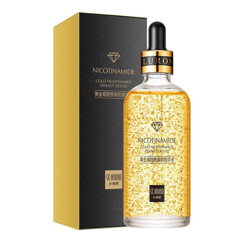 New 24K Gold Niacinamide Face Essence Oil Moisturizing Anti-aging&Wrinkle Hyaluronic Acid Serum Shrinks Pores Repairs Dry Loose Skin