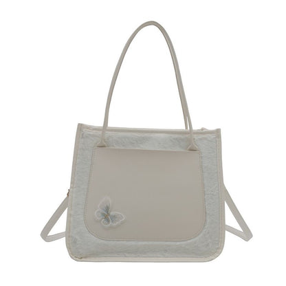 Tote Bags shoulder bag Butterfly decorative Mariposa Tote PU leather with Fluffy bag