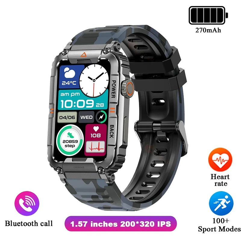KR88 Men Smart Watch For Android IOS Fitness Watches IP68 Waterproof Military Healthy Monitor AI Voice Bluetooth Call Smartwatch