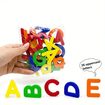 26-79pcs Magnetic Educational Stickers Magnetic Letters Numbers Alphabet ABC 123 Fridge Magnets Plastic Educational Preschool Learning Toy Set Uppercase Lowercase Math