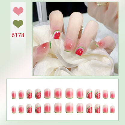 24Pcs Nail Stickers Detachable Sweetheart Wearable False Nail Tips Love Detachable False Nail Clips Nail Enhancers Nail Stickers Makeup Accessories