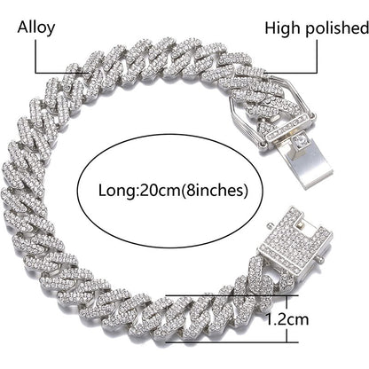 1 pcs anklet bracelet men/women iced bracelet rapper dangles Miami Cuban Link bracelet hip hop bling ice out bracelet fashion jewelry accessories couple bracelets gifts for her/him