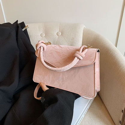 Mateamoda Minimalist Knot-Handle Faux Leather Shoulder Bag Crossbody Bag Underarm Handbag