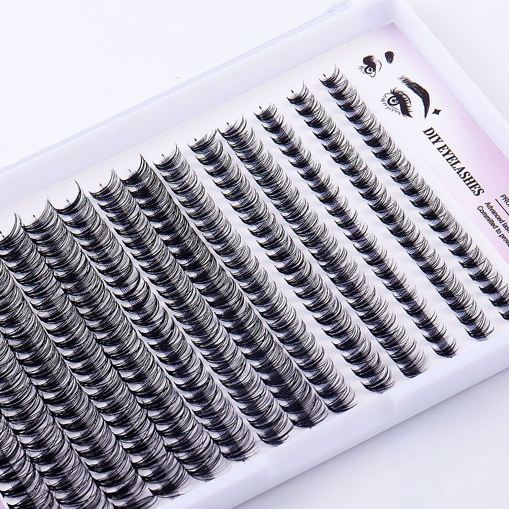 DIY sectional Fake eyelashes 14 rows with large capacity glue tweezers set eyelashes combination