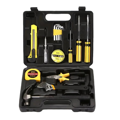 16-Piece Household Tool Set with Wire Crimpers and Iron Handles - Multifunctional Hand Tool Kit for Home Repair, Vehicle Maintenance & DIY Projects - Essential Hammer, Wrench & Screwdriver Combo