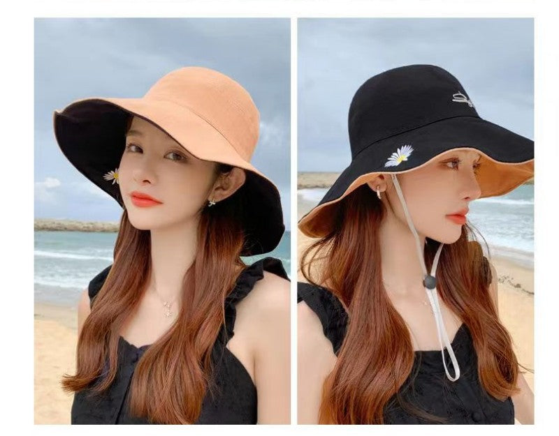 New style cotton bucket hats womens sun protection and shading in spring and summer beach leisure outdoor riding all-around sun hat cap
