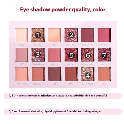 18 Colors Eyeshadow Pallete, Pearlescent Matte Glitter Eyeshadow Palette Make Up Eyeshadow Beauty Eye Pallete Waterproof Concealer Makeup Pallete Lasting-Effect Eye Shadow