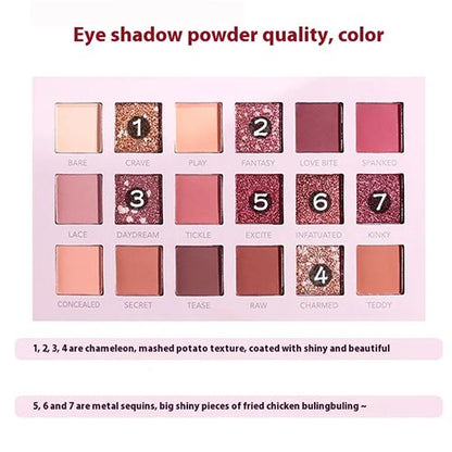 18 Colors Eyeshadow Pallete, Pearlescent Matte Glitter Eyeshadow Palette Make Up Eyeshadow Beauty Eye Pallete Waterproof Concealer Makeup Pallete Lasting-Effect Eye Shadow