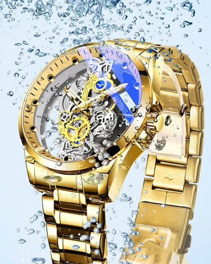 TIGERAO Brand Double-sided Transparent Hollow Automatic Mechanical Men Watches Top Brand Original Men's Watches Luxury Chronograph Quartz Sports Watches Male Wrist Watch Waterproof Luminous Watches