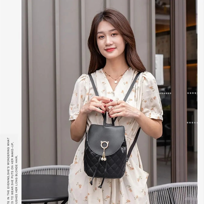 Fashion Women Mini Backpack PU Leather Cute Children Small Drawstring Backpacks Casual Student Bookbags