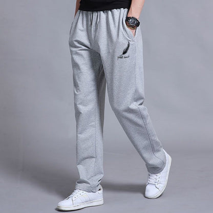 2PC black+grey Men's clothes thin ice silk pants students clothing boys loose straight leg sweatpants trousers Dad long casual sports pants