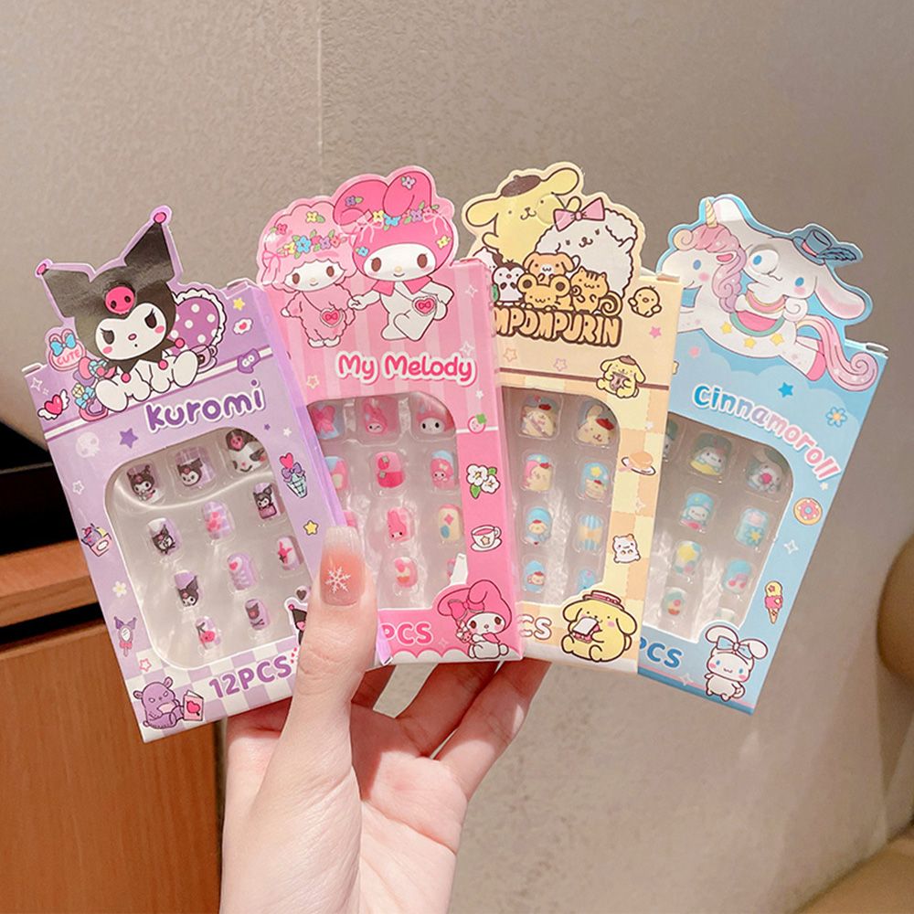 Hot selling children's nail art, bright pink, gradient color, European nail art, fake nail wearing nail art