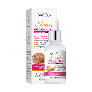SADOER Snail Face Serum Collagen Firming Anti-Aging Moisturizing Like Vitamin C Serum, Best Anti-wrinkle , Fade Facial Freckle Skin Tightening Snail Serum