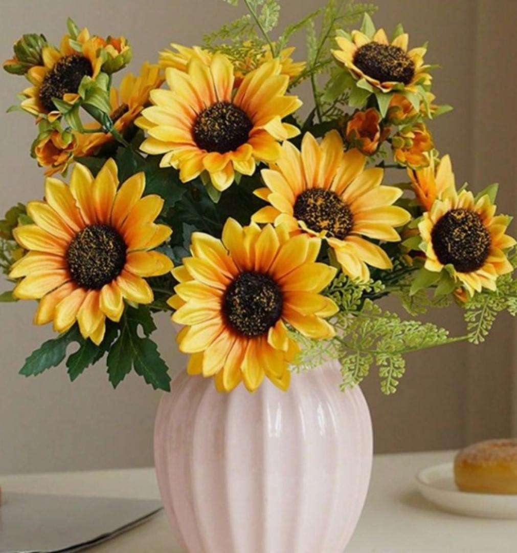 NEW IMPROVED ARTIFICIAL SUNFLOWERS FOR YOUR VASES AND HOME-only one flower