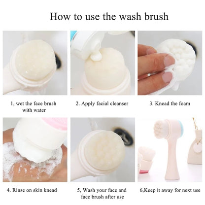 Double-Sided Silicone Face Cleansing Brush Facial Cleanser Blackhead Removal Product Pore Cleaner Exfoliator Face Scrub Brush