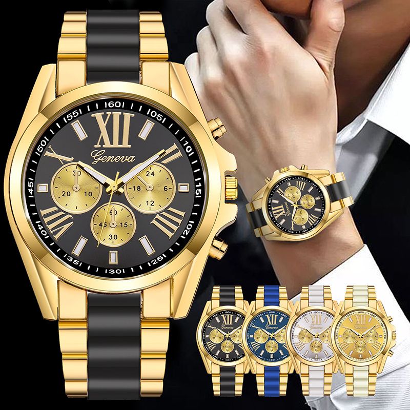 Men Watches Top Luxury Brand Fashion Men Quartz Watches Large Dial Gold Steel Business Male Watches Casual Fashion Men Wristwatch