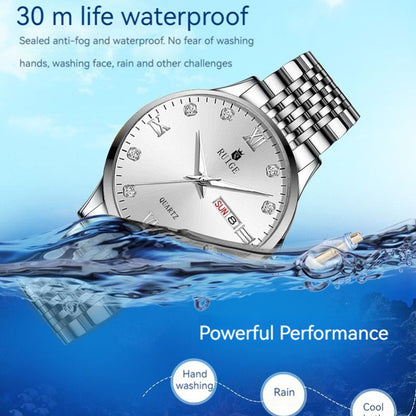 Luxury Men's Watches Dual Calendar Classic Business Quartz Watch for Men Stainless Steel Waterproof Wristwatch