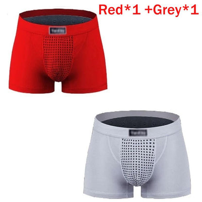 2pcs/pack Men's Boxer Briefs Magnetic Therapy Health Panties 63 Magnet Reinforced Boxer Briefs Underwear Shorts Energy Field Therapy Men'S Long-Lasting Underwear L XL XXL XXXL 4XL 5XL Briefs
