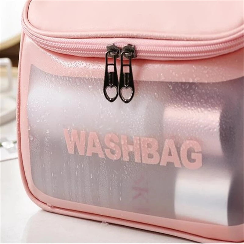 New arrival 1p PU Woman Toiletry Bag Transparent Waterproof Makeup Storage Box Large Capacity Cosmetic Bag Portable Travel Wash Storage Bag