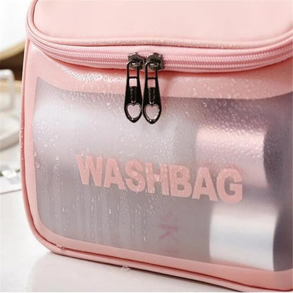New arrival 1p PU Woman Toiletry Bag Transparent Waterproof Makeup Storage Box Large Capacity Cosmetic Bag Portable Travel Wash Storage Bag