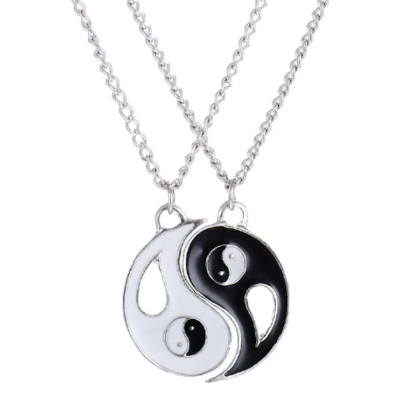 Couple Jewelry Yin Yang Broken Necklaces Best Friend Pendant 2 Charms Best Friends Necklace