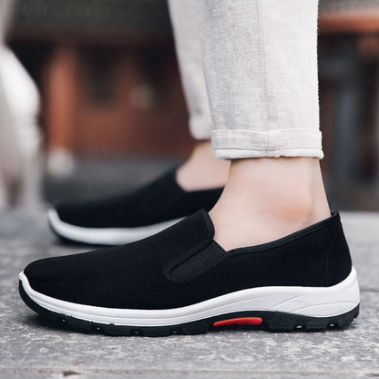 ASSKLO Large size classic Loafers rubber flats shoes Casual shoes Fashion Black laceless men canvas shoes Canvas Shoes Sneakers Low Top Black Shoes High Quality Generic Men's Athletic Shoes Motion