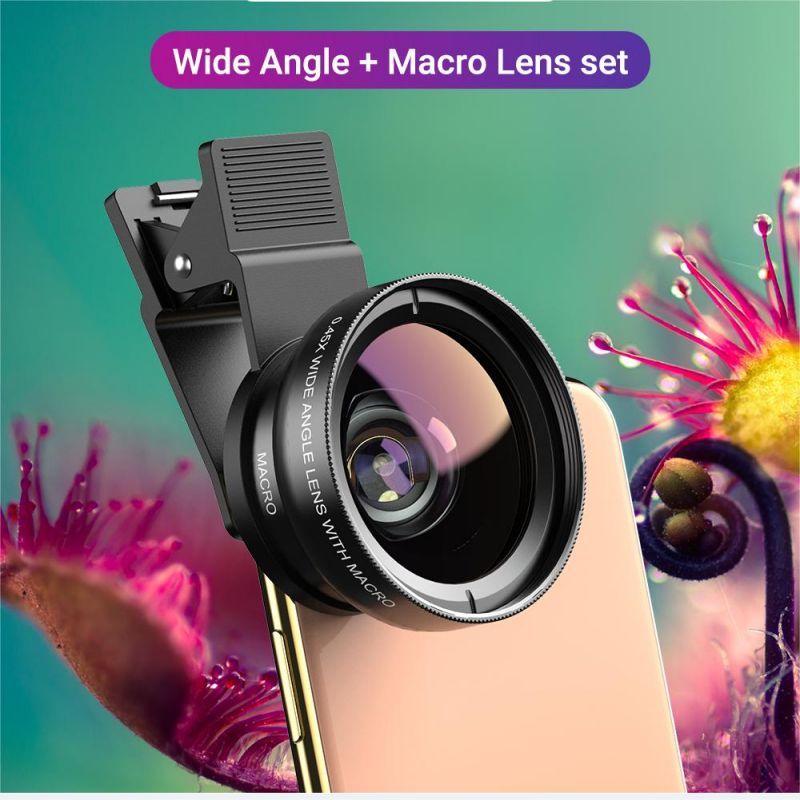 Wide-Angle Lens Distortionless 12.5x Macro 2-In-1 Selfie Phone External Lens