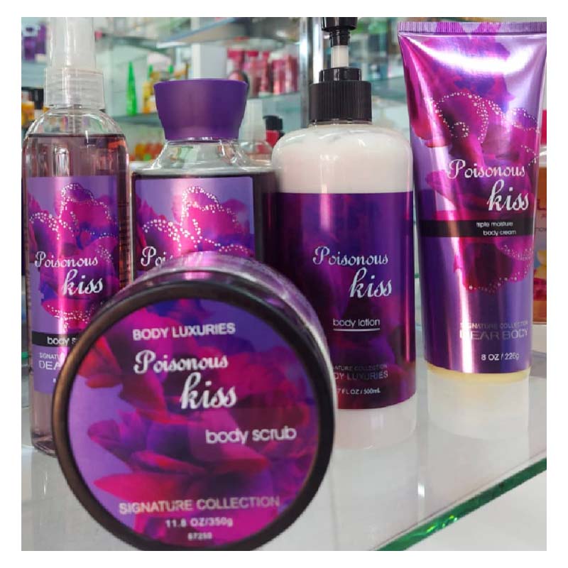 5 Pack Dear Body Poisonous Kiss Shower Gel ,Splash, Cream ,Lotion and Butter Sweet Fresh Scent Keep Fresh Body Washes 5 in 1 Set Signature Collection Body Luxuries Skin Care Set Body Washes