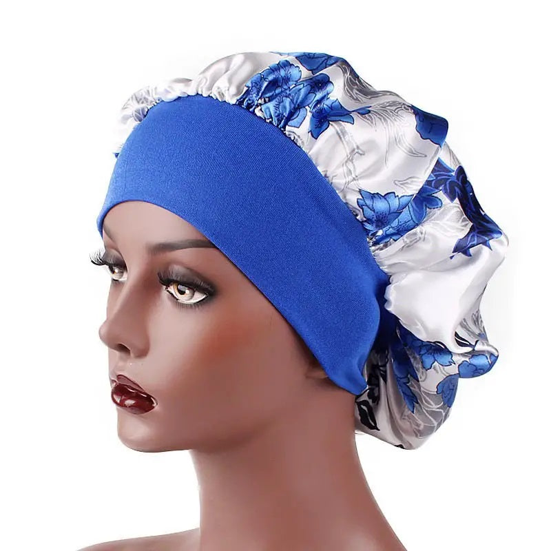 Satin Sleeping Bonnet Headscarf Hat Headwraps Women Curly Springy Hair Wrap Silk Shower Cap Head Scarf Headwear Night Sleep Hat Adjust Head Cover Styling Accessories Soft Elastic Band Wide-Brimmed