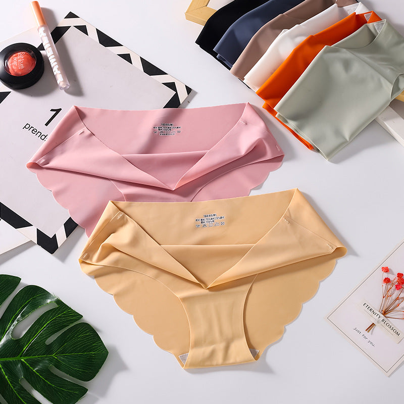 8PC colors random women's seamless ice silk panties soft thin light briefs ladies cotton crotch lingerie comfy invisible briefs girls quick drying underwear