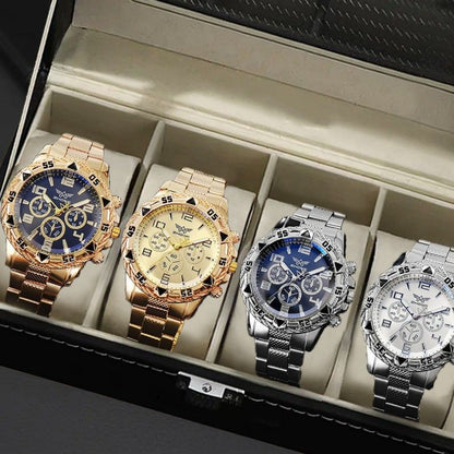 2Pcs/Set Fashion Watch Necklace Set Men Watches Men's Watches Quartz Business Watches Male Wrist Watch Men Necklace Jewelry