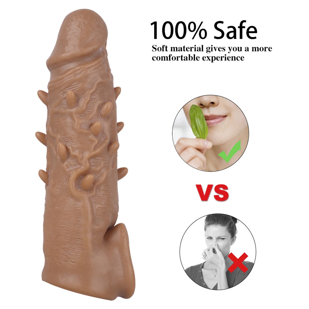 Silicone Penis Sleeve Extender Cock Enlarger Testicle Restraint Male Realistic Reusable Condom Prolonged Ejaculation Delayed Ring Sheath Sex Toys for Men
