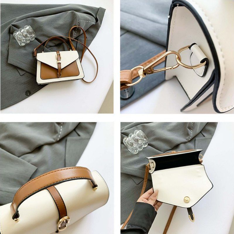 Mateamoda Elegant Two-Tone Structured Handbag with Buckle Detail Crossbody Bag