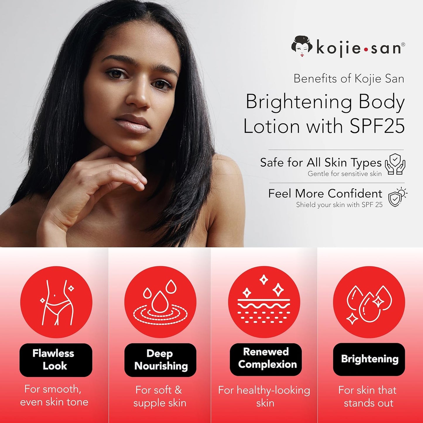 Kojie San Kojic Acid Lotion - Nourishing & Skin Brightening Body Lotion with Rosehip, Shea Butter & Vitamin E Body Lotion for Flawless Even Skin Tone - 500ml