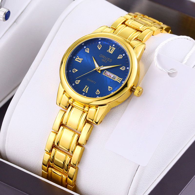 Ladies Fashion Simple And Casual Steel Band Dual Calendar Luminous Waterproof Watch Quartz Watch for Women Gift Clock Business And Leisure