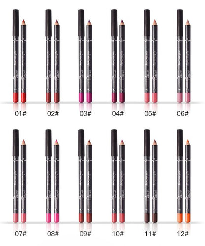12 Colors Lip Liner Pencil Nude Matte Lipliner Moisturizing Waterproof Long Lasting Lipstick Liner