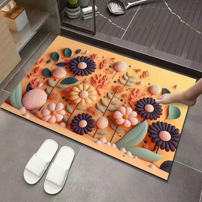 Hot-selling 3D oil painting diatom mud American pastoral absorbent mat non-slip mat Soft Comfortable Indoor Living Room bathroom door quick dry bathroom carpet toilet mat
