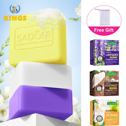 3 Package Women Fragrant Soap Essential Oil Soap Coconut Jasmine Lavender Scented Soap Deep Clean Refreshing And Smooth