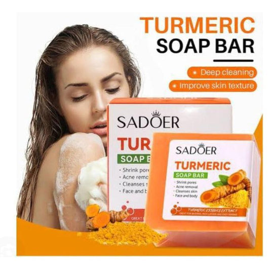 Body And Face Turmeric Soap Bar, Tumeric Soap (100g) Is Designed For Acne Removal, Deep Cleaning, Moisturizing, Shrinking Large Pores, Like Vitamin...