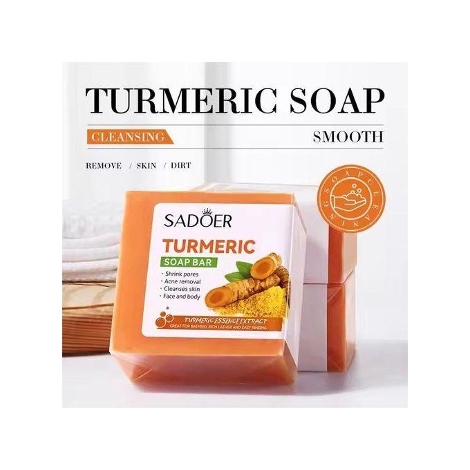 Body and Face Turmeric Soap Bar, Tumeric Soap (100g) is Designed For Acne Removal, Deep Cleaning, Moisturizing, Shrinking large Pores, Like Vitamin...