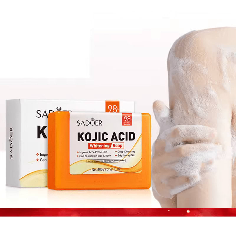 Sadoer 3 Pieces Kojic Soap, Kojic Acid Soap, For Anti Acne, Deep Cleaning and Like Vitamin C, Skin Brightening and Whiten Dark spots